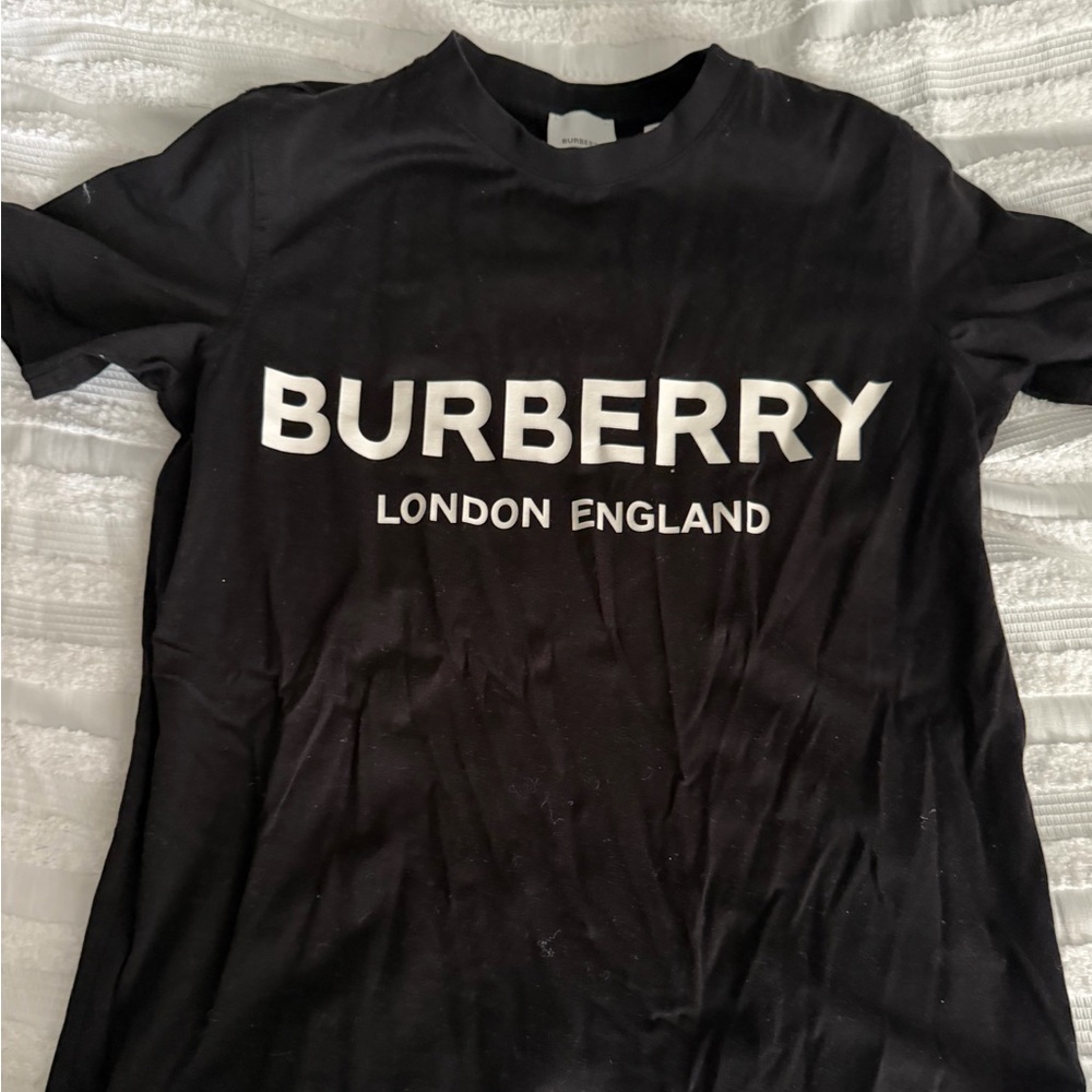 Burberry Black Tee with White Logo